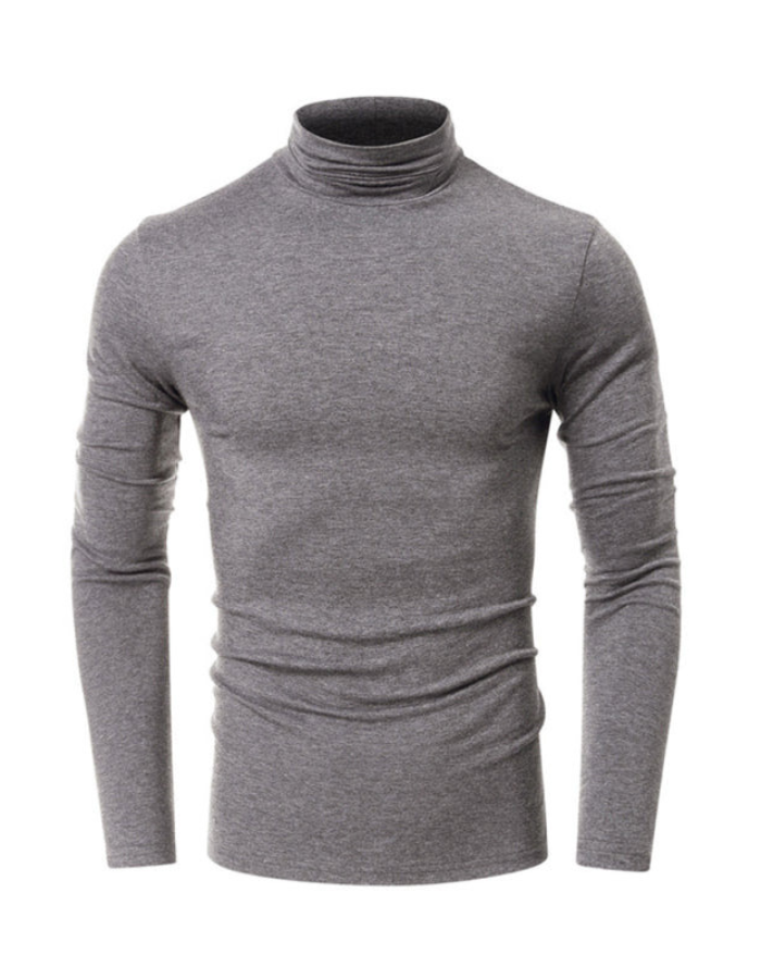SHOPIQAT Men's Long-Sleeved Solid Colour Turtleneck Bottoming T-Shirt - Premium from shopiqat - Just $8.800! Shop now at shopiqat